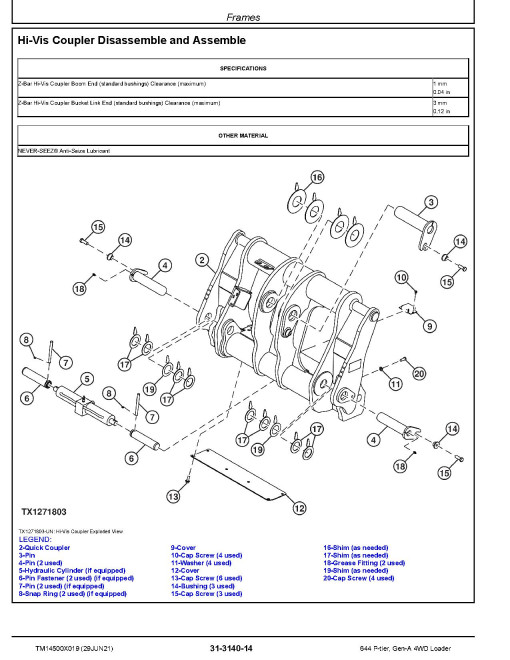 John Deere 644 P-Tier (SN. from L_10283) 4WD Wheel Loaders Repair Manual (TM14500X019) John Deere 644 P-Tier (SN. from L_10283) 4WD Wheel Loaders Repair Manual (TM14500X019)