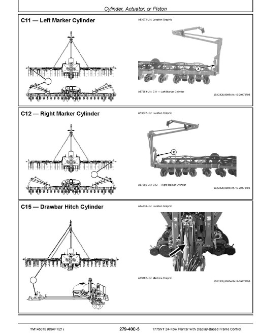 John Deere 1775NT 24 Row Planters with Display-Based Frame Control Diagnostic Manual (TM145019)