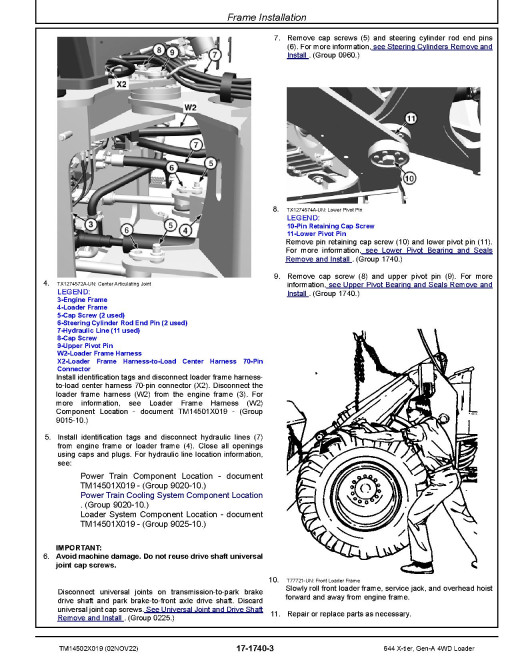 John Deere 644 X-Tier (SN. F_10283-15417) 4WD Wheel Loaders Repair Manual (TM14502X019) John Deere 644 X-Tier (SN. F_10283-15417) 4WD Wheel Loaders Repair Manual (TM14502X019)