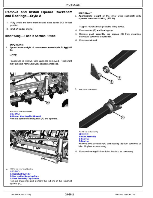John Deere 1890 and 1895 No-Till Air Drills (SN. from 775101) Repair Manual (TM145319)