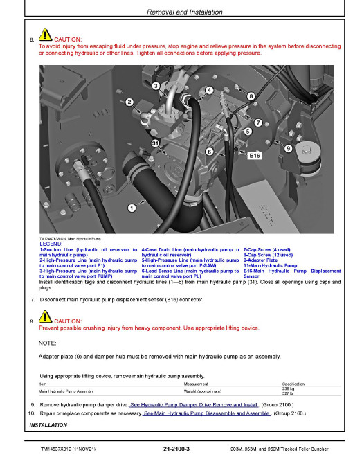 John Deere 903M, 953M and 959M Tracked Feller Bunchers Repair Manual (TM14537X019)