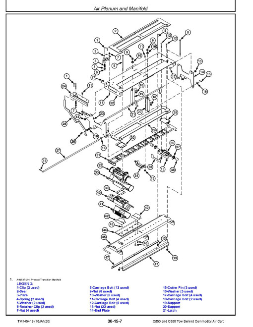 John Deere C650 and C850 Tow Behind Commodity Air Carts Repair Manual (TM145419)