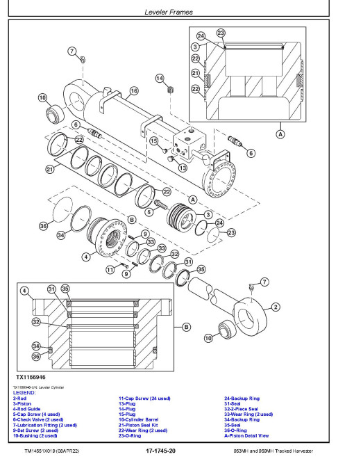 John Deere 953MH and 959MH Tracked Harvesters Repair Manual (TM14551X019)