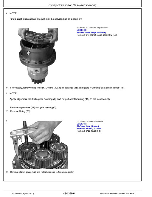 John Deere 953MH and 959MH Tracked Harvesters Repair Manual (TM14553X019)