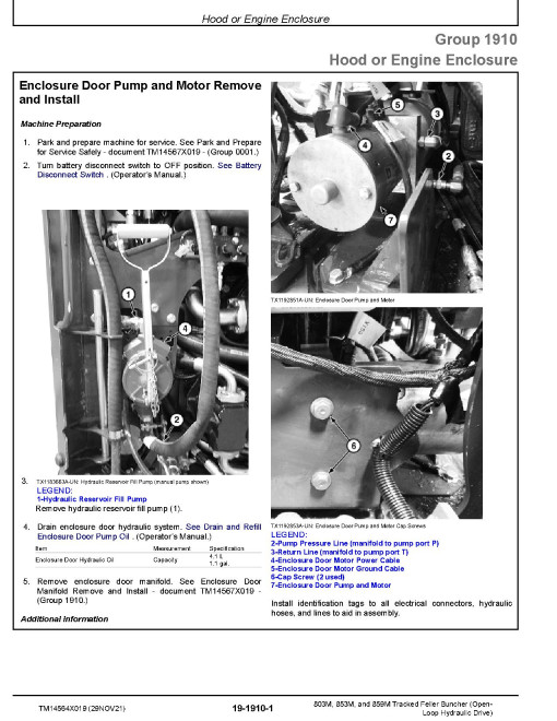 John Deere 803M, 853M and 859M (Open Loop Hydraulic Drive) Tracked Feller Bunchers Repair Manual (TM14564X019)