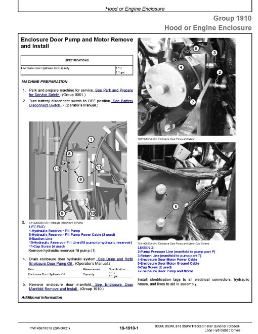 John Deere 803M, 853M and 859M (Closed Loop Hydrostatic Drive) Tracked Feller Bunchers Repair Manual (TM14567X019)