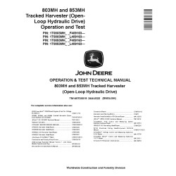 803MH and 853MH (Open Loop Hydraulic Drive) Tracked Harvesters Operation and Test Manual (TM14570X019)