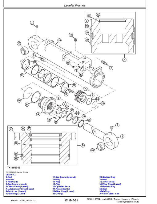 John Deere 803MH, 853MH and 859MH (Closed Loop Hydrostatic Drive) Tracked Harvesters Repair Manual (TM14577X019)