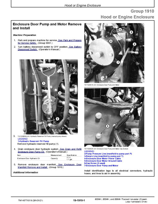 John Deere 803MH, 853MH and 859MH (Closed Loop Hydrostatic Drive) Tracked Harvesters Repair Manual (TM14577X019)