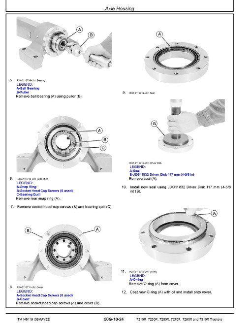 John Deere 7210R, 7230R, 7250R, 7270R, 7290R and 7310R Tractors (SN: 094000-110100) Repair Manual (TM146119) John Deere 7210R, 7230R, 7250R, 7270R, 7290R and 7310R Tractors (SN: 094000-110100) Repair Manual (TM146119)