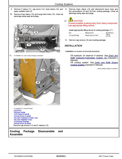 John Deere 450 P (SN from MX01837) Crawler Dozers Repair Manual (TM14630X019)