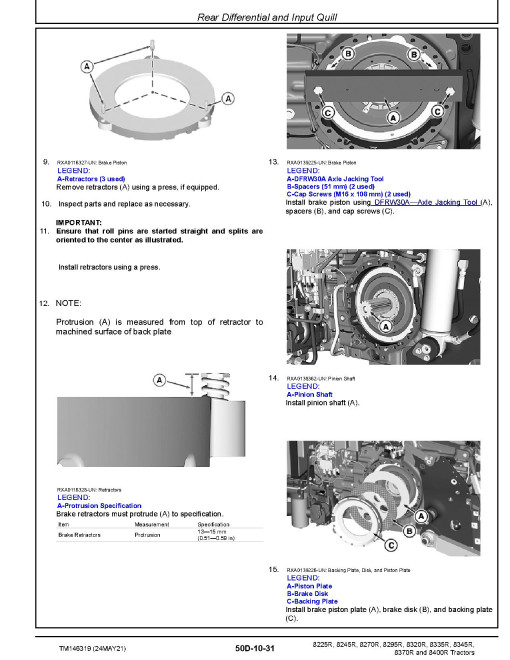 John Deere 8225R, 8245R, 8270R, 8295R, 8320R, 8335R, 8345R, 8370R and 8400R Tractors (SN. from 120000) Repair Manual (TM146319) John Deere 8225R, 8245R, 8270R, 8295R, 8320R, 8335R, 8345R, 8370R and 8400R Tractors (SN. from 120000) Repair Manual (TM146319)