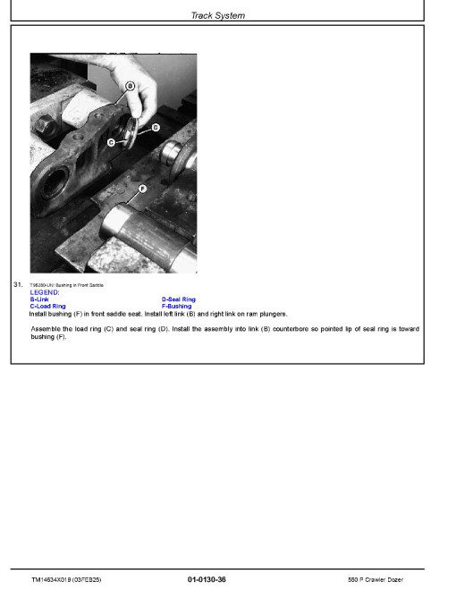 John Deere 550 P (SN from LX01837, MX01837) Crawler Dozers Repair Manual (TM14634X019)