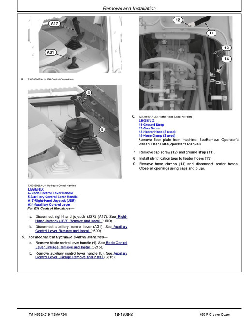 John Deere 650 P (SN from DX01837) Crawler Dozers Repair Manual (TM14636X019)