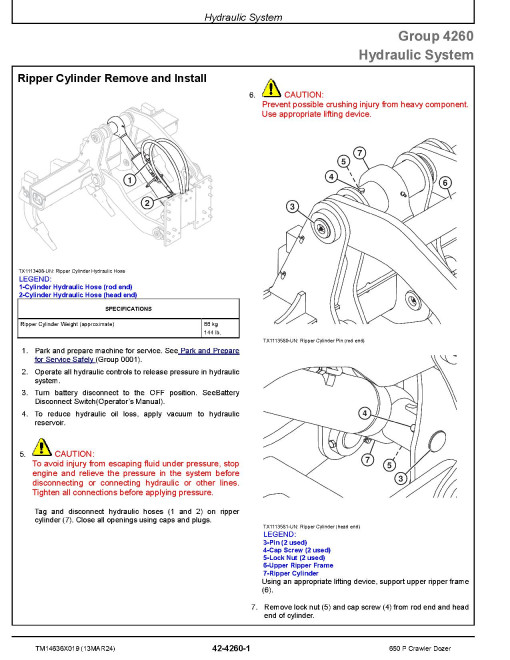 John Deere 650 P (SN from DX01837) Crawler Dozers Repair Manual (TM14636X019)