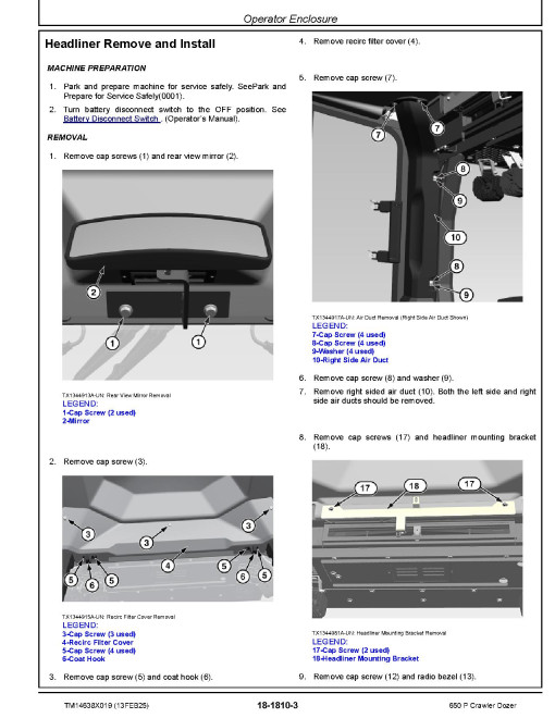 John Deere 650 P (SN from LX01837, MX01837) Crawler Dozers Repair Manual (TM14638X019)