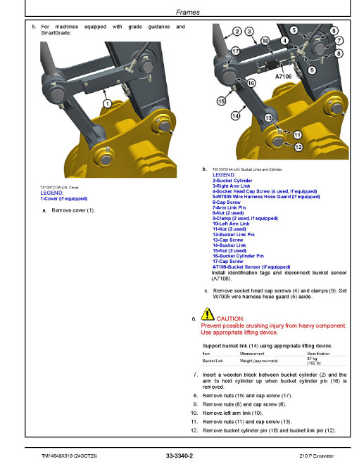 John Deere 210P (SN from F_ 00001) Crawler Excavators Repair Manual (TM14648X019)