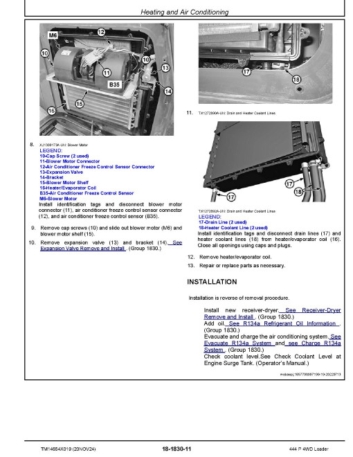 John Deere 444P (PIN: 1DW444PA_ _L_ 15418-18489) 4WD Wheeled Loaders Repair Manual (TM14654X019)