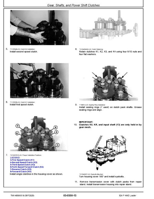 John Deere 524P (PIN: 1DW524PA_ _L_ 15418-18489) 4WD Wheeled Loaders Repair Manual (TM14656X019)