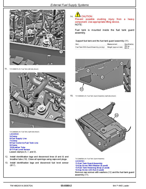 John Deere 644P (SN: 15418-18489) 4WD Wheeled Loaders Repair Manual (TM14662X019)