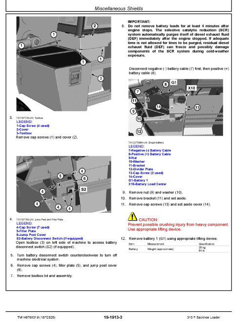 John Deere 310P (SN from FX02265) Backhoe Loaders Repair Manual (TM14676X019)