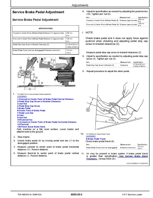 John Deere 410P (SN from CX02265) Backhoe Loaders Operation and Test Manual (TM14683X019)