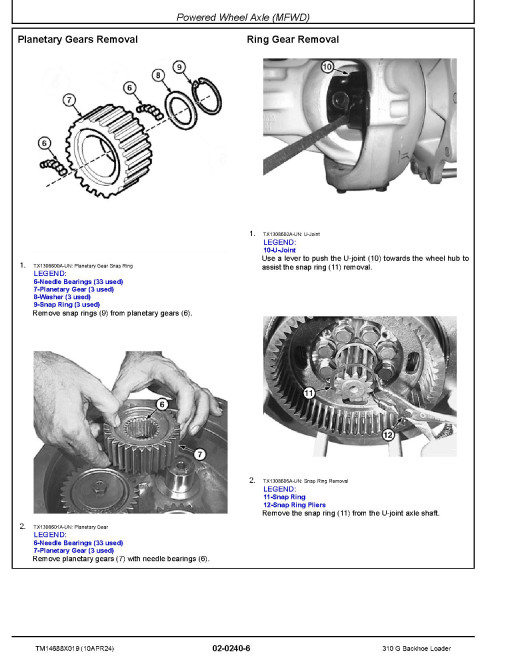 John Deere 310G (SN from GX02265) Backhoe Loaders Repair Manual (TM14688X019)