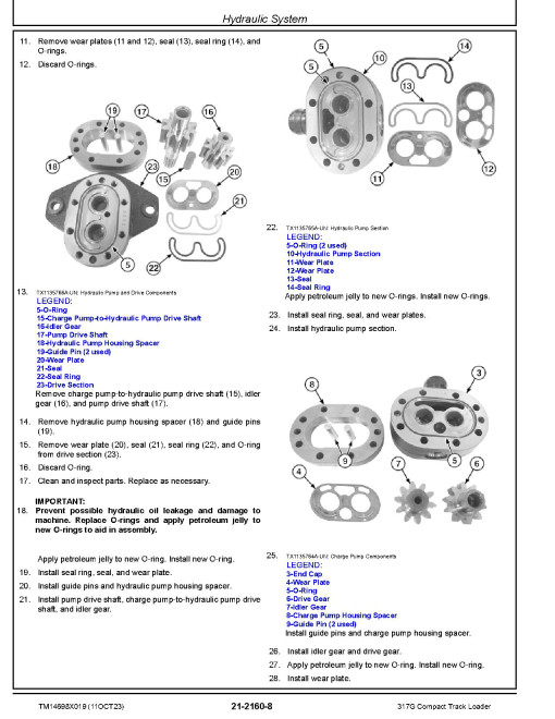 John Deere 317G (SN from J435000) Compact Track Loaders Repair Manual (TM14698X019)