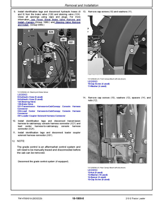 John Deere 210G (SN from GX02263) Tractor Loaders Repair Manual (TM14700X019)
