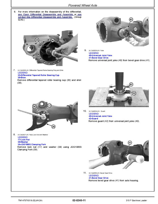 John Deere 315P (SN from CA00001, DA00001) Backhoe Loaders Repair Manual (TM14707X019)