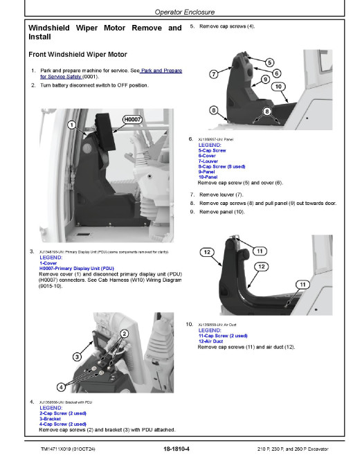John Deere 210 P, 230 P, 260 P Crawler Excavators (SN.from L_00001), PIN prefix 1FF, Repair Technical Manual (TM14711X019)