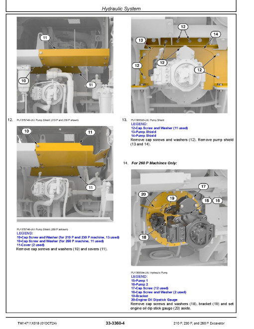 John Deere 210 P, 230 P, 260 P Crawler Excavators (SN.from L_00001), PIN prefix 1FF, Repair Technical Manual (TM14711X019)