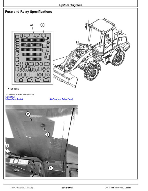 John Deere 244P and 324P (SN. from 72646) 4WD Wheeled Loaders Operation and Test Manual (TM14716X019)