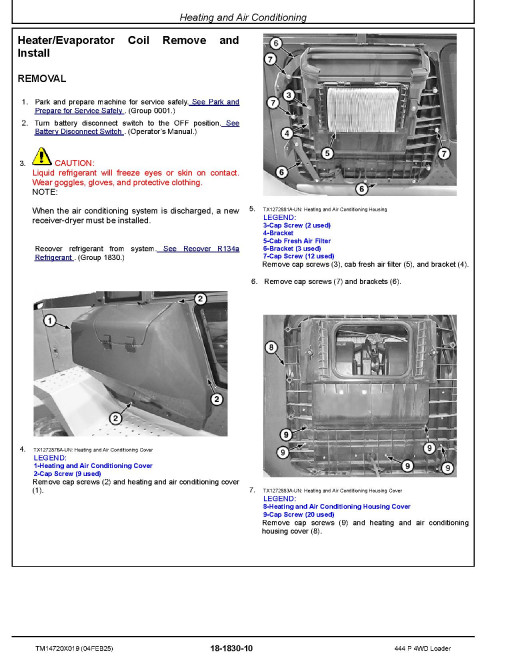 John Deere 444P (SN from 18490) 4WD Wheeled Loaders Repair Manual (TM14720X019)