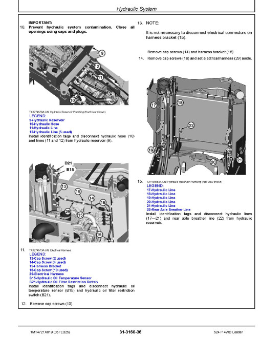 John Deere 524P (SN from 18490) 4WD Wheeled Loaders Repair Manual (TM14721X019)