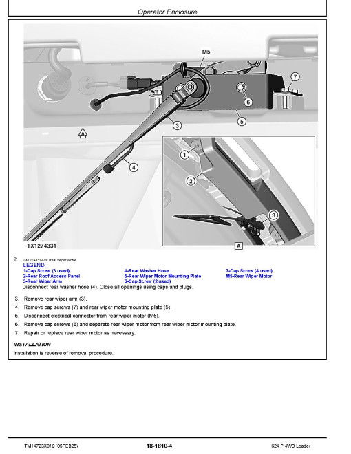 John Deere 624P (SN from 18490) 4WD Wheeled Loaders Repair Manual (TM14723X019)