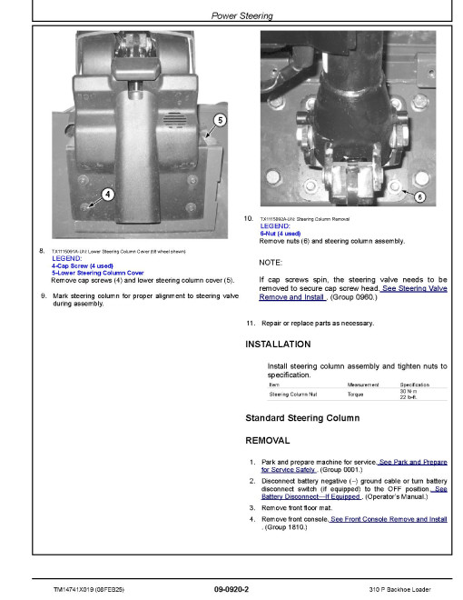 John Deere 310P (SN from A_ 00001, C_ 00001, D_ 00001) Backhoe Loaders Repair Manual (TM14741X019)
