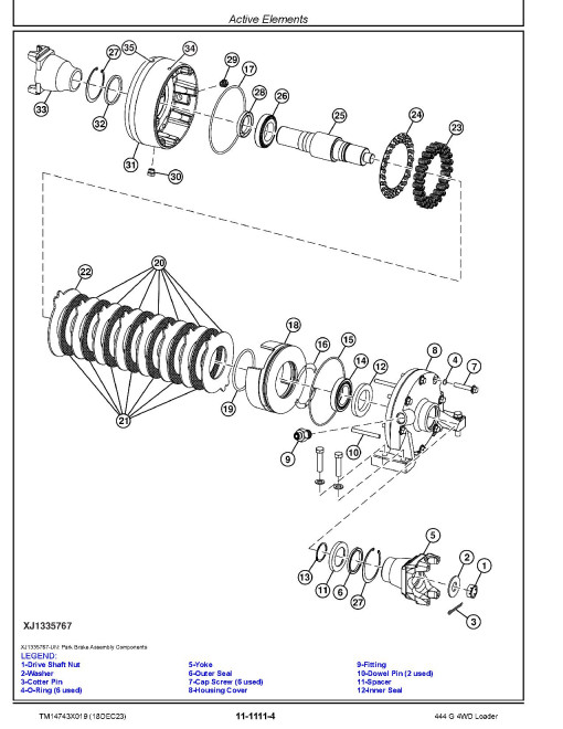 John Deere 444G (SN from D_10001, L_10001) 4WD Wheeled Loaders Repair Manual (TM14743X019)