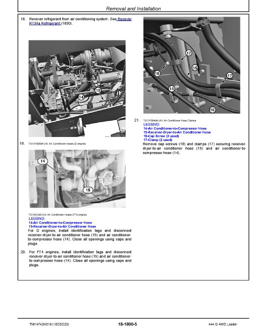 John Deere 444G (SN from D_10001, L_10001) 4WD Wheeled Loaders Repair Manual (TM14743X019)