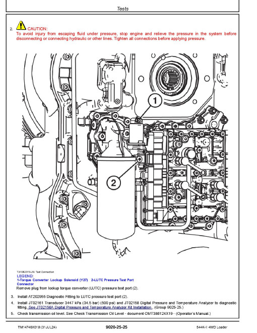John Deere 544K-II (SN from D001456) 4WD Wheeled Loaders Operation and Test Manual (TM14746X019)