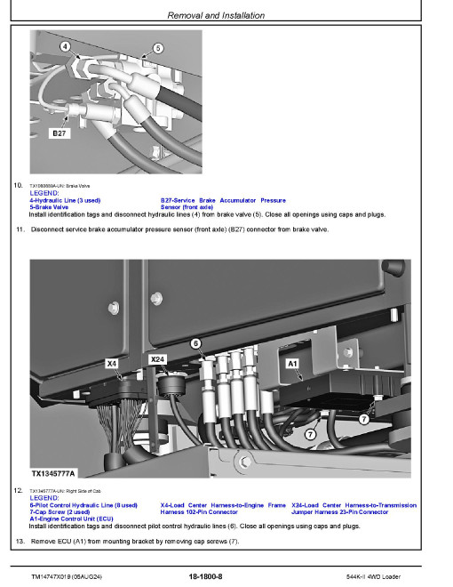 John Deere 544K-II (SN from D001456) 4WD Wheeled Loaders Repair Manual (TM14747X019)