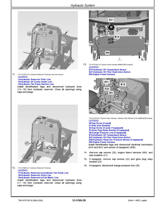 John Deere 544K-II (SN from D001456) 4WD Wheeled Loaders Repair Manual (TM14747X019)