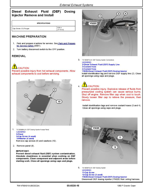 John Deere 1050P (SN from FX07442) Crawler Dozers Repair Manual (TM14755X019)