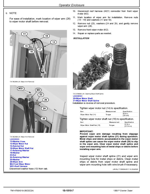 John Deere 1050P (SN from FX07442) Crawler Dozers Repair Manual (TM14755X019)