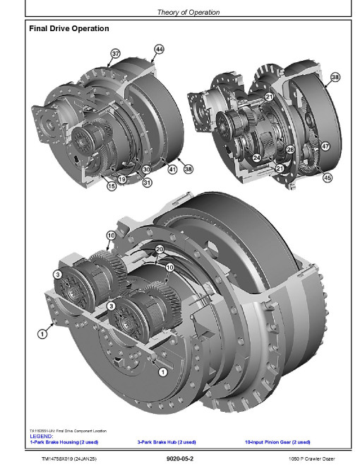 John Deere 1050P (SN from CX07442) Crawler Dozers Operation and Test Manual (TM14758X019)