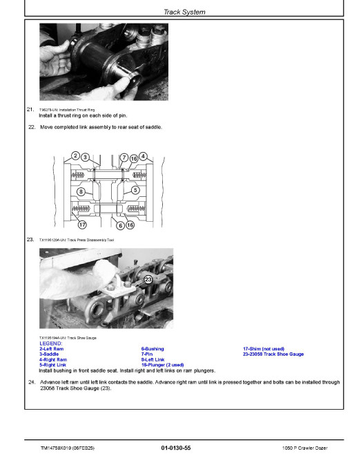 John Deere 1050P (SN from CX07442) Crawler Dozers Repair Manual (TM14759X019)