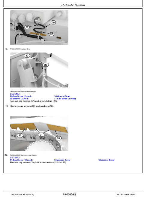 John Deere 950 P (SN from FX07442) Crawler Dozers Repair Manual (TM14761X019)
