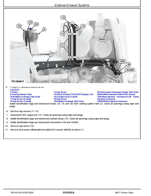 John Deere 950 P (SN from FX07442) Crawler Dozers Repair Manual (TM14761X019)