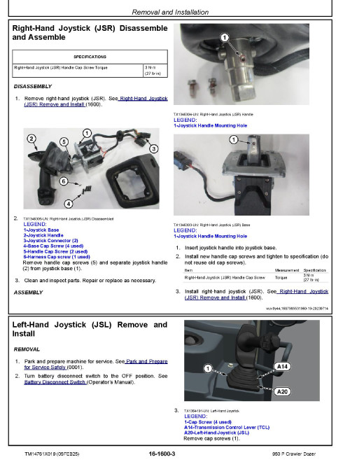 John Deere 950 P (SN from FX07442) Crawler Dozers Repair Manual (TM14761X019)