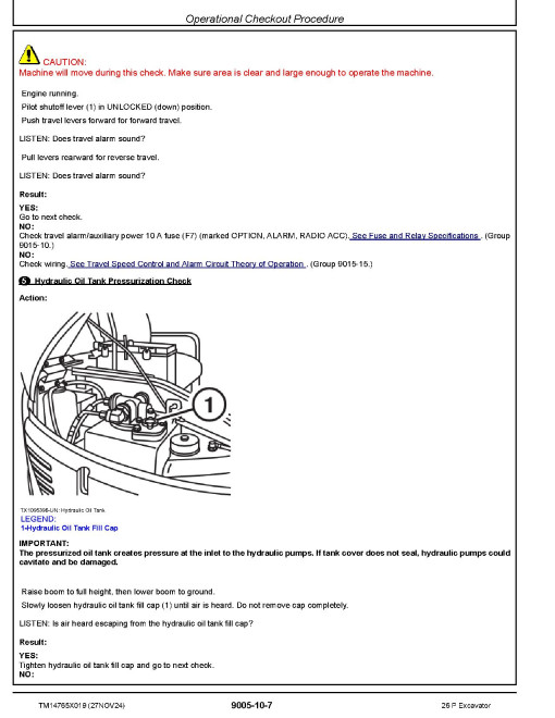 John Deere 26P (SN from K_ 00001) Compact Excavators Operation and Test Manual (TM14765X019)